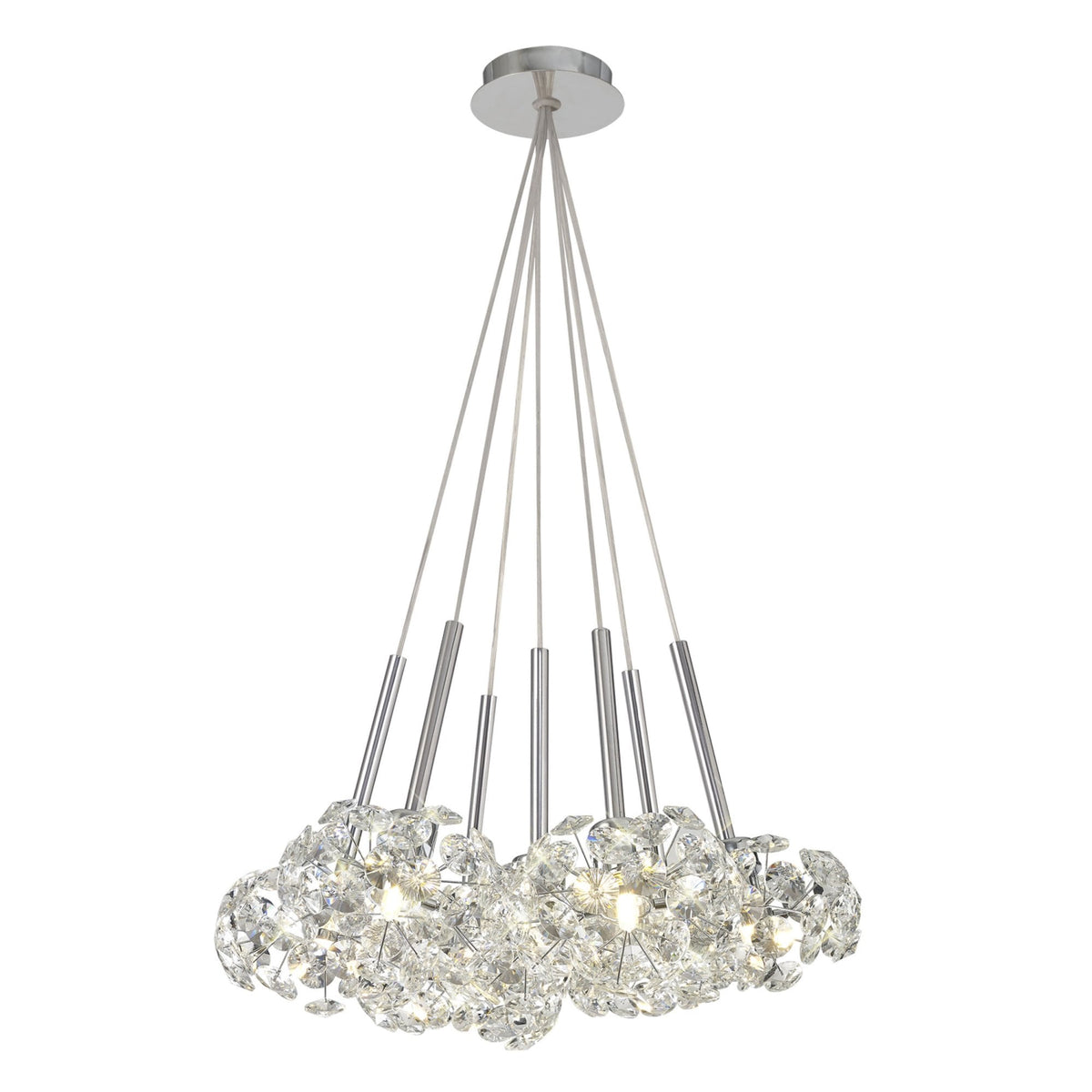 Bridestowe 7 Light Cluster Pendant in Polished Chrome & Clear Crystal