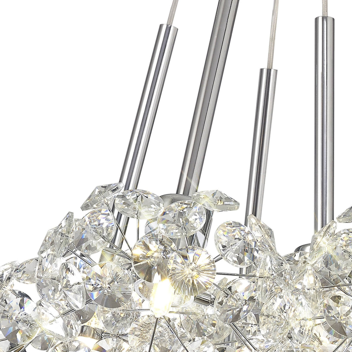 Bridestowe 7 Light Cluster Pendant in Polished Chrome & Clear Crystal