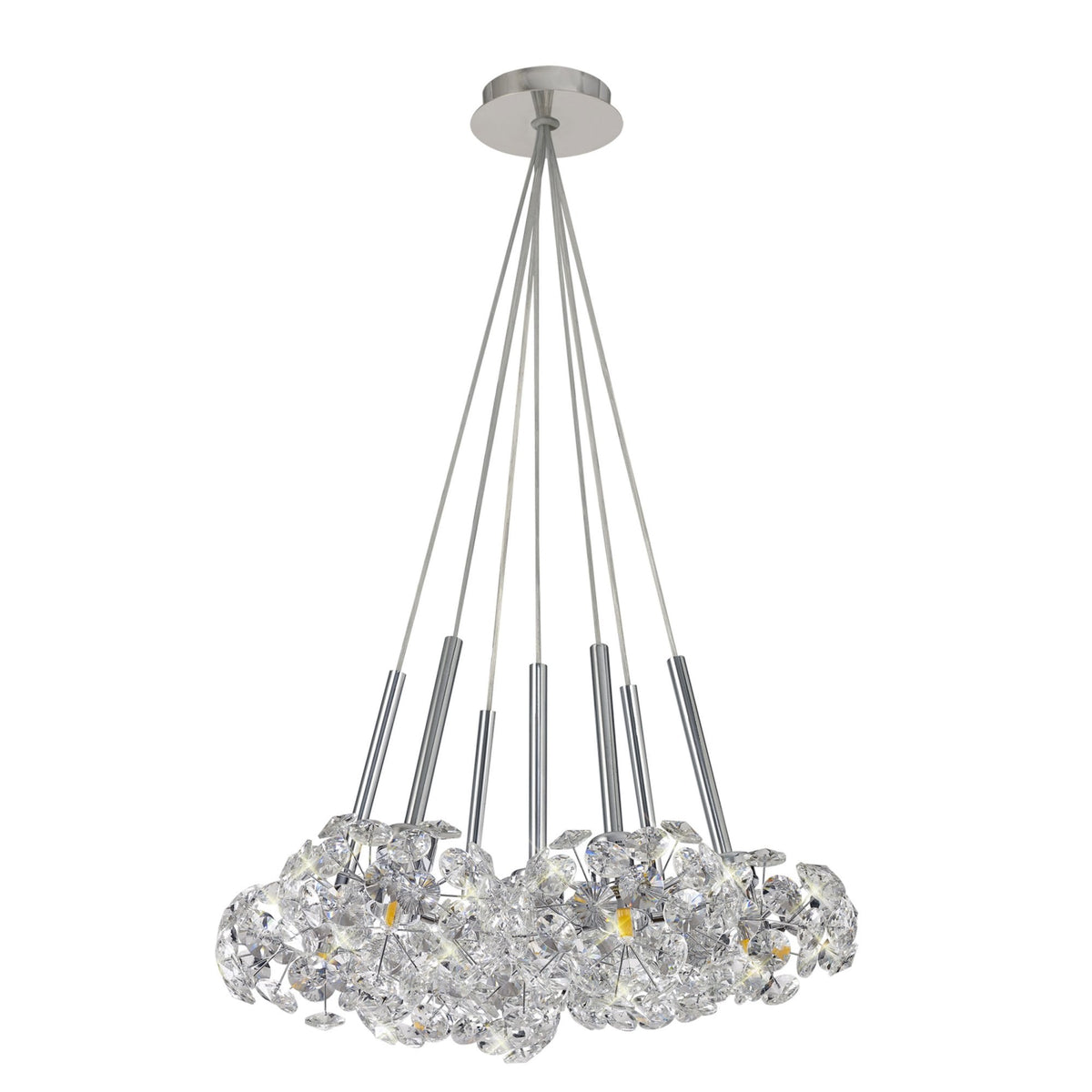 Bridestowe 7 Light Cluster Pendant in Polished Chrome & Clear Crystal