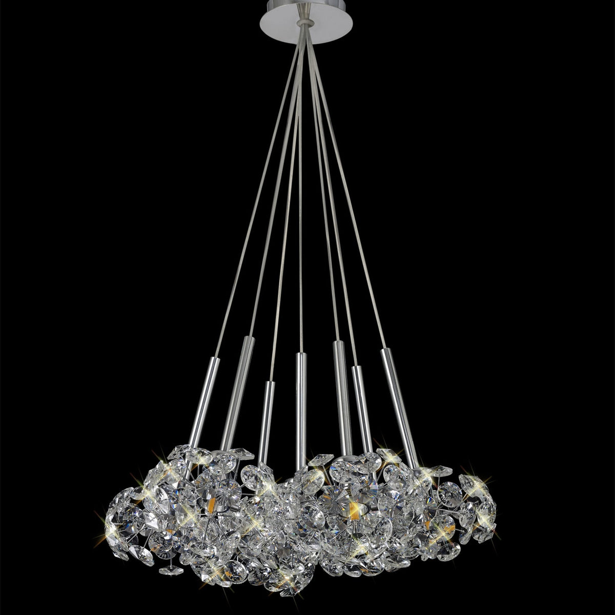 Bridestowe 7 Light Cluster Pendant in Polished Chrome & Clear Crystal