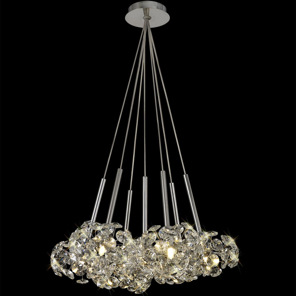 Bridestowe 7 Light Cluster Pendant in Polished Chrome & Clear Crystal