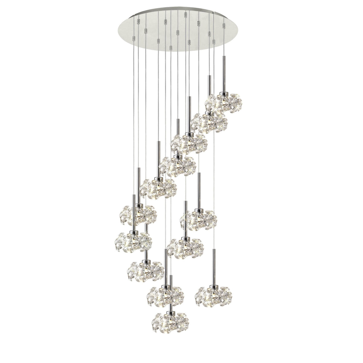 Bridestowe 13 Light Round Pendant in Polished Chrome & Clear Crystal