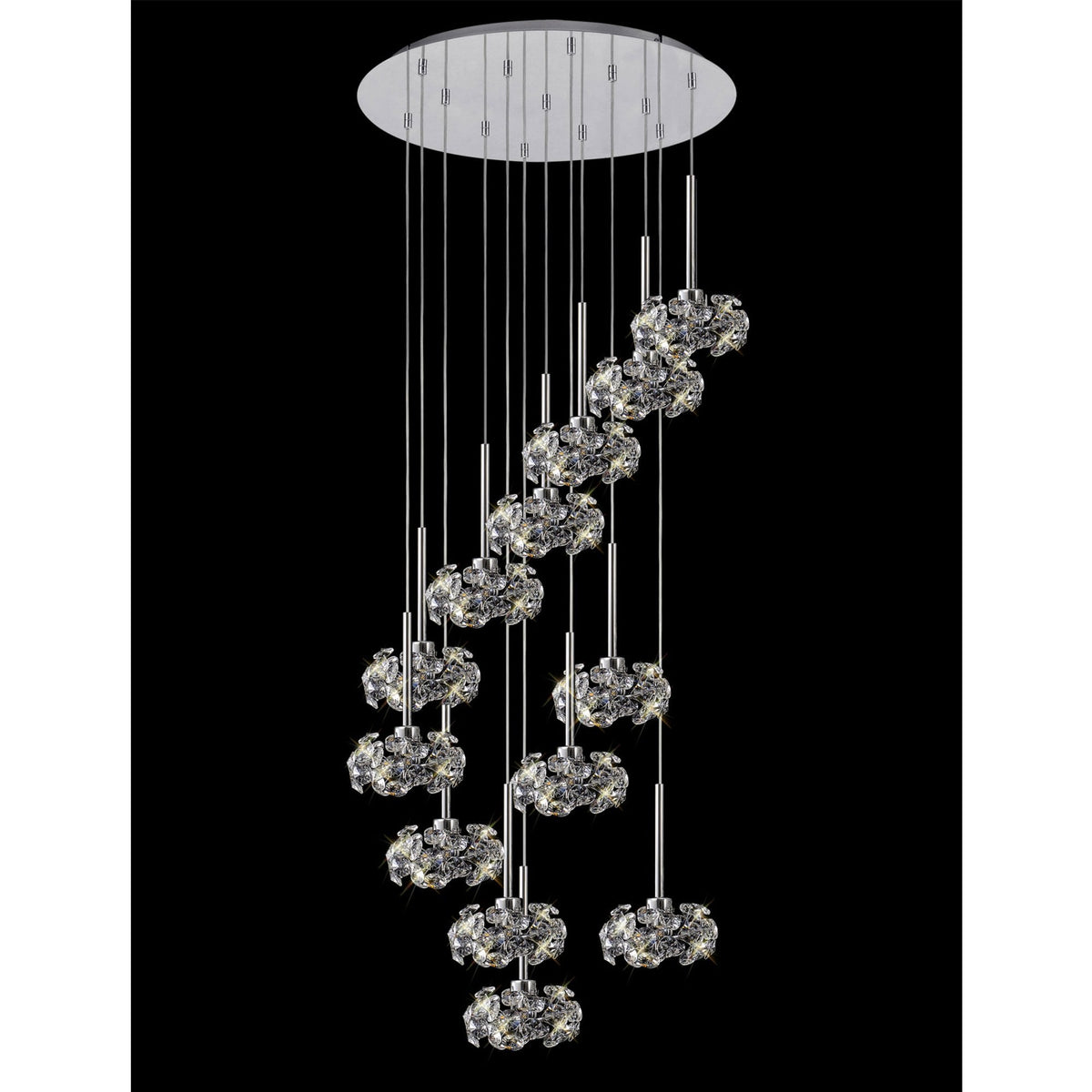 Bridestowe 13 Light Round Pendant in Polished Chrome & Clear Crystal