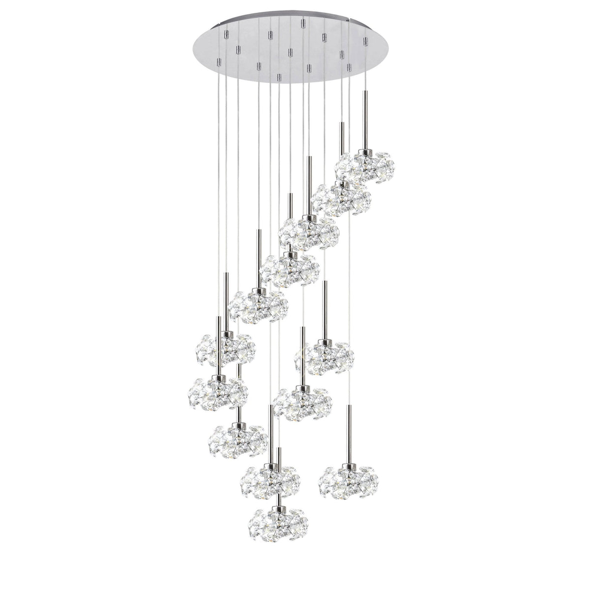 Bridestowe 13 Light Round Pendant in Polished Chrome & Clear Crystal