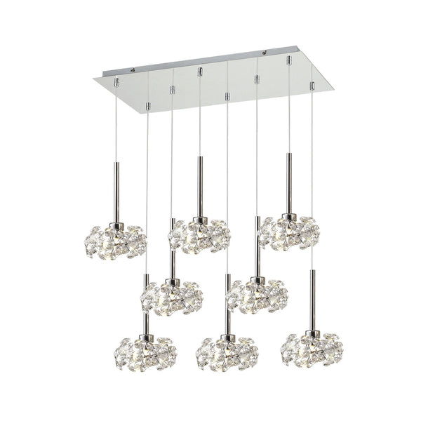 Bridestowe 8 Light Rectangle Pendant in Polished Chrome & Clear Crystal