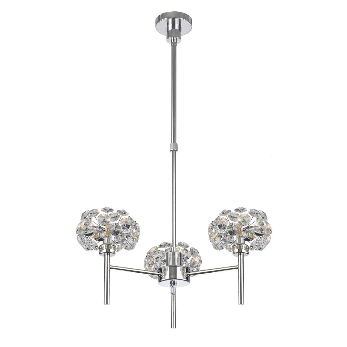 Bridestowe 3 Light Telescopic in Polished Chrome & Clear Crystal