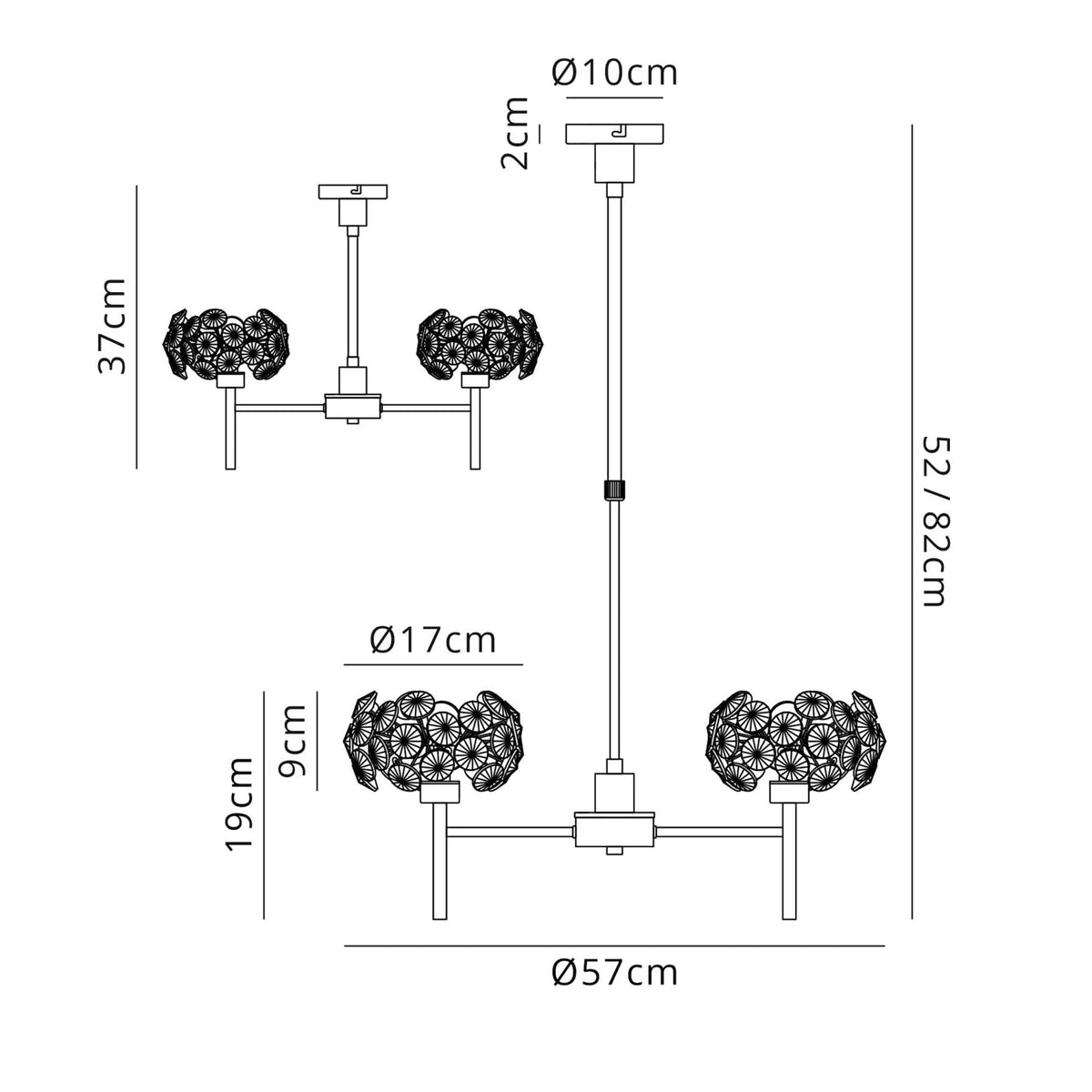 Bridestowe 3 Light Telescopic in Polished Chrome & Clear Crystal