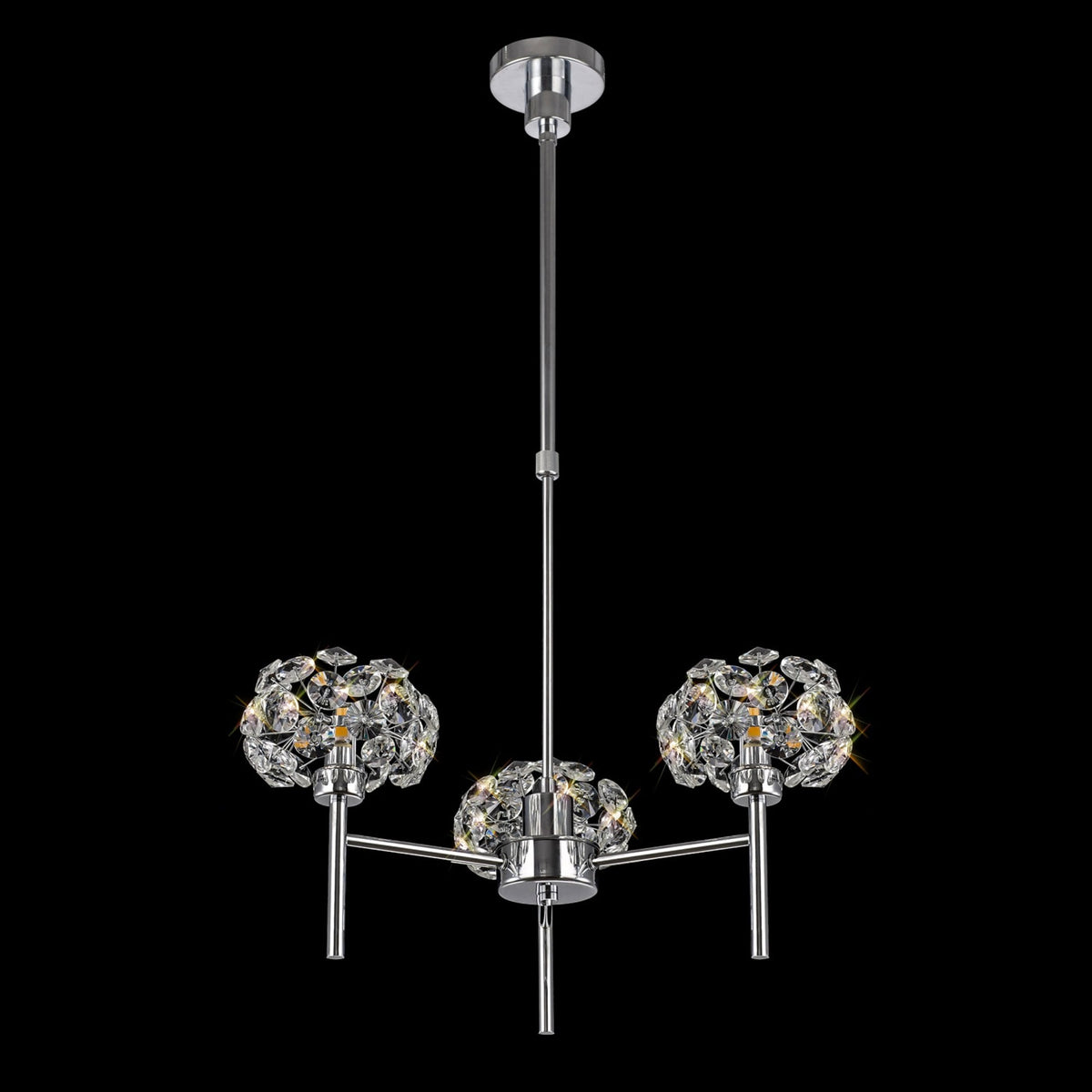 Bridestowe 3 Light Telescopic in Polished Chrome & Clear Crystal