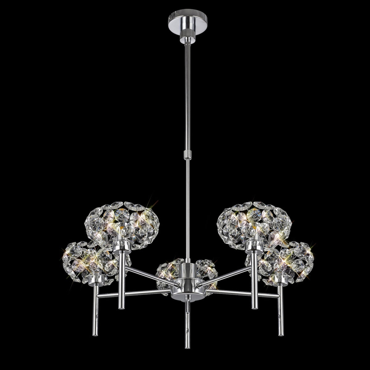 Bridestowe 5 Light Telescopic in Polished Chrome & Clear Crystal