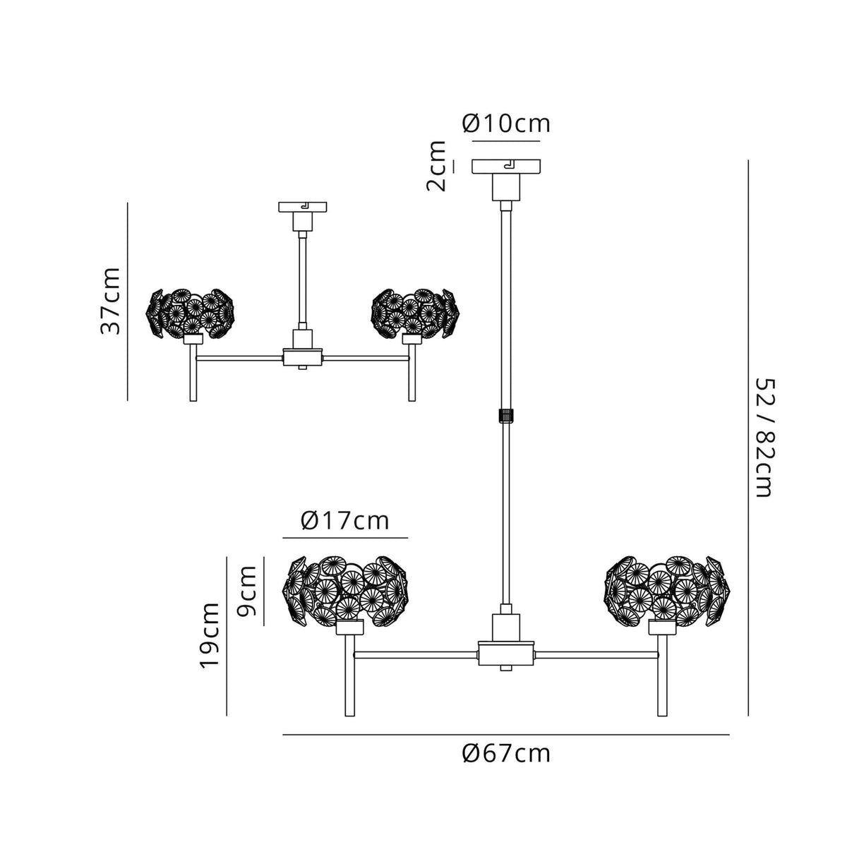 Bridestowe 5 Light Telescopic in Polished Chrome & Clear Crystal