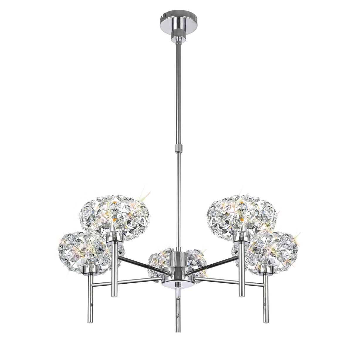 Bridestowe 5 Light Telescopic in Polished Chrome & Clear Crystal