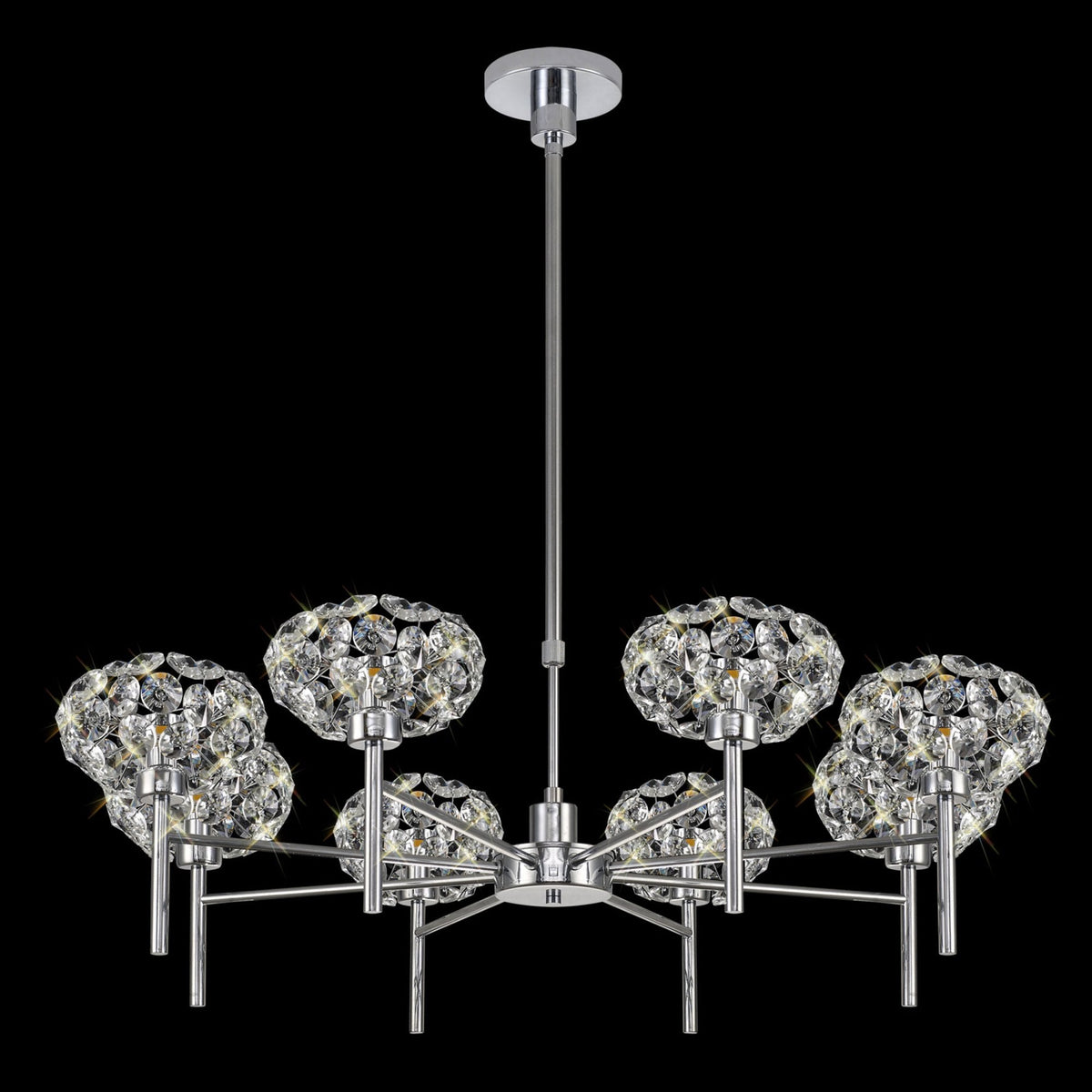 Bridestowe 8 Light Telescopic in Polished Chrome & Clear Crystal