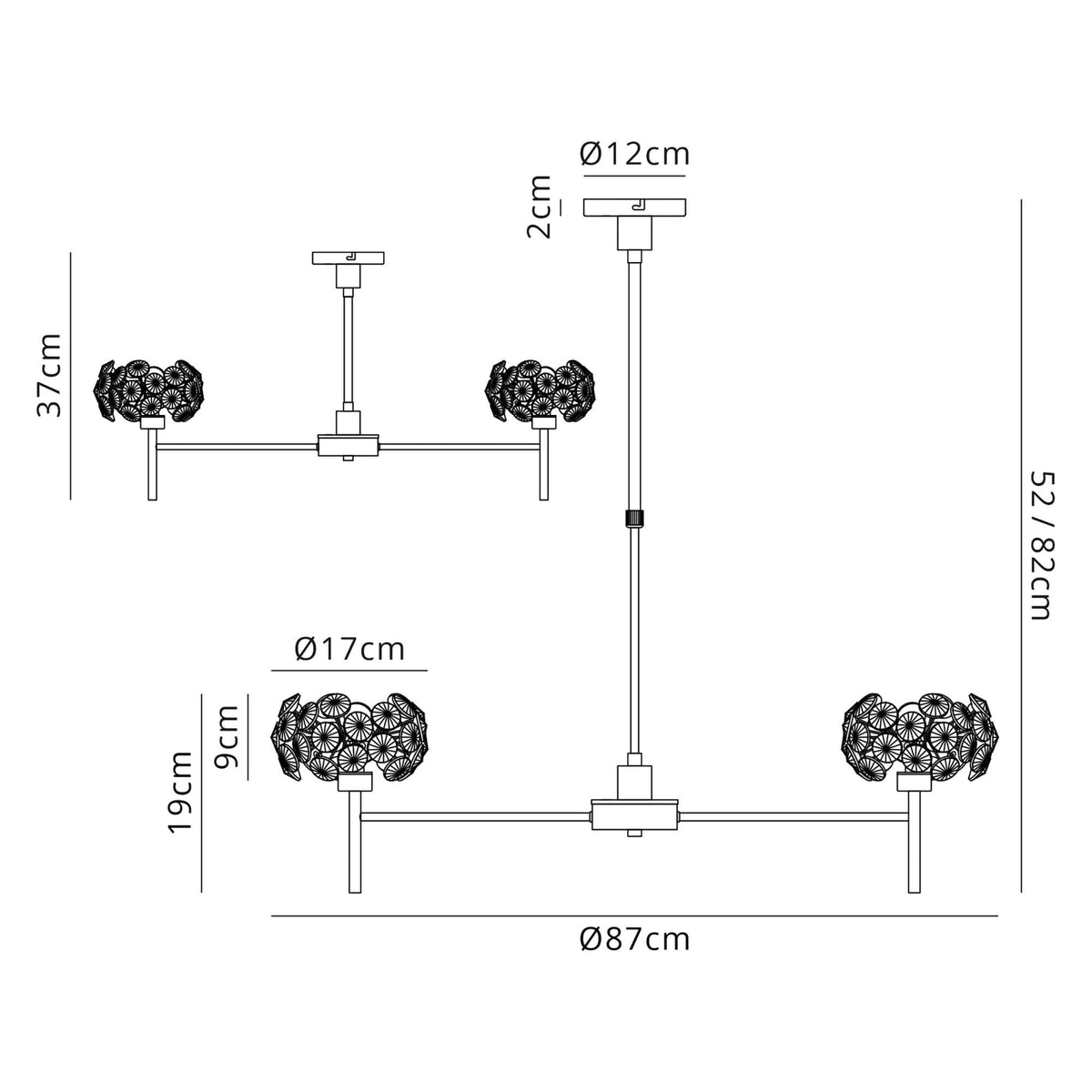 Bridestowe 8 Light Telescopic in Polished Chrome & Clear Crystal