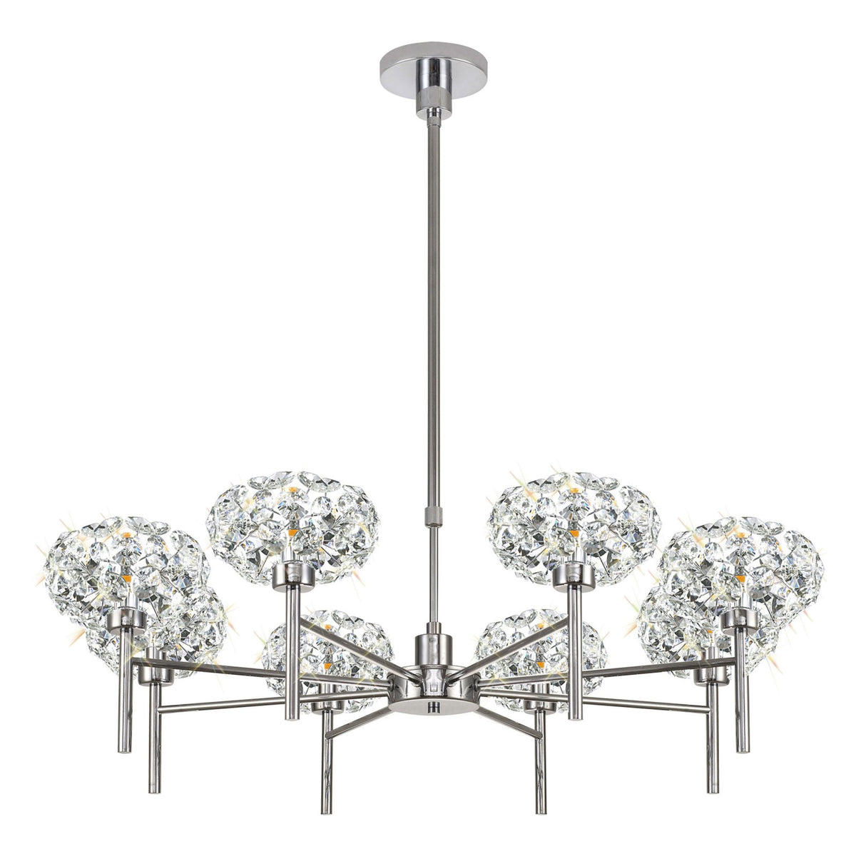 Bridestowe 8 Light Telescopic in Polished Chrome & Clear Crystal