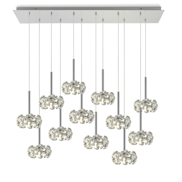 Bridestowe 12 Light Linear Pendant in Polished Chrome & Clear Crystal