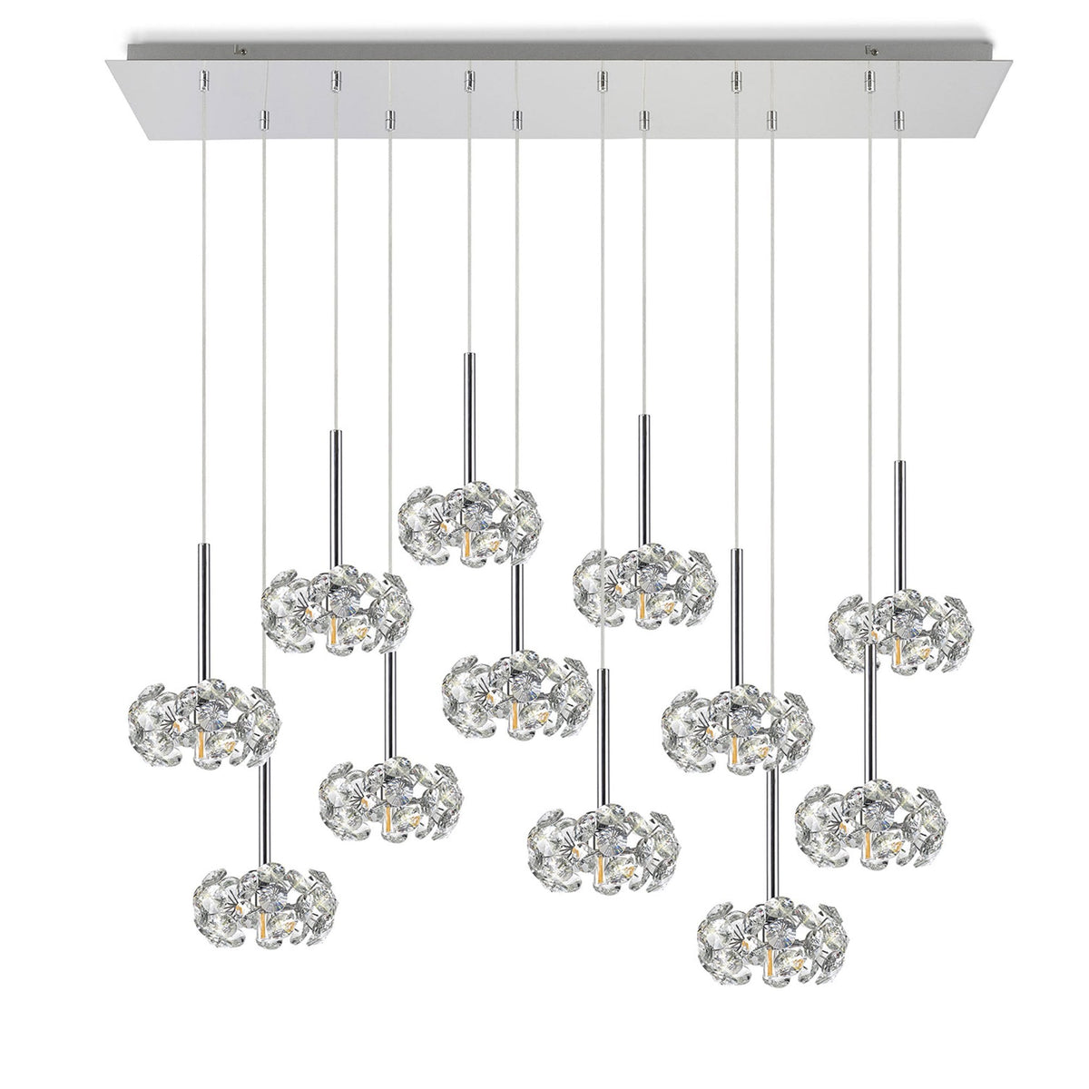 Bridestowe 12 Light Linear Pendant in Polished Chrome & Clear Crystal