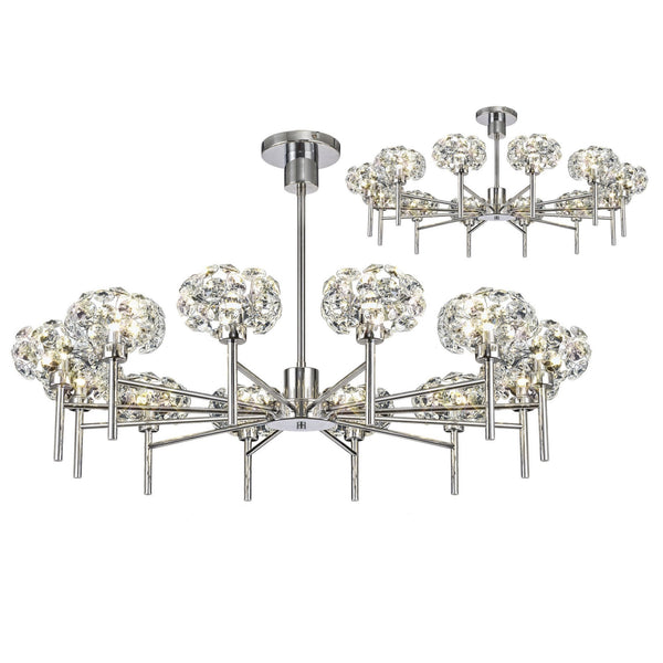 Bridestowe 12 Light Telescopic in Polished Chrome & Clear Crystal