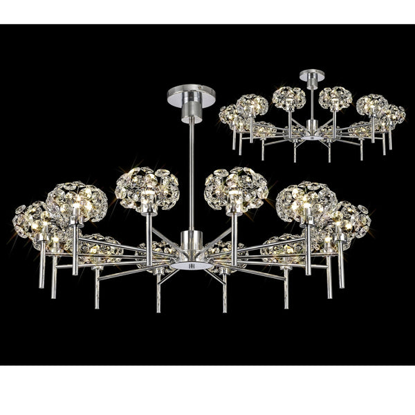 Bridestowe 12 Light Telescopic in Polished Chrome & Clear Crystal