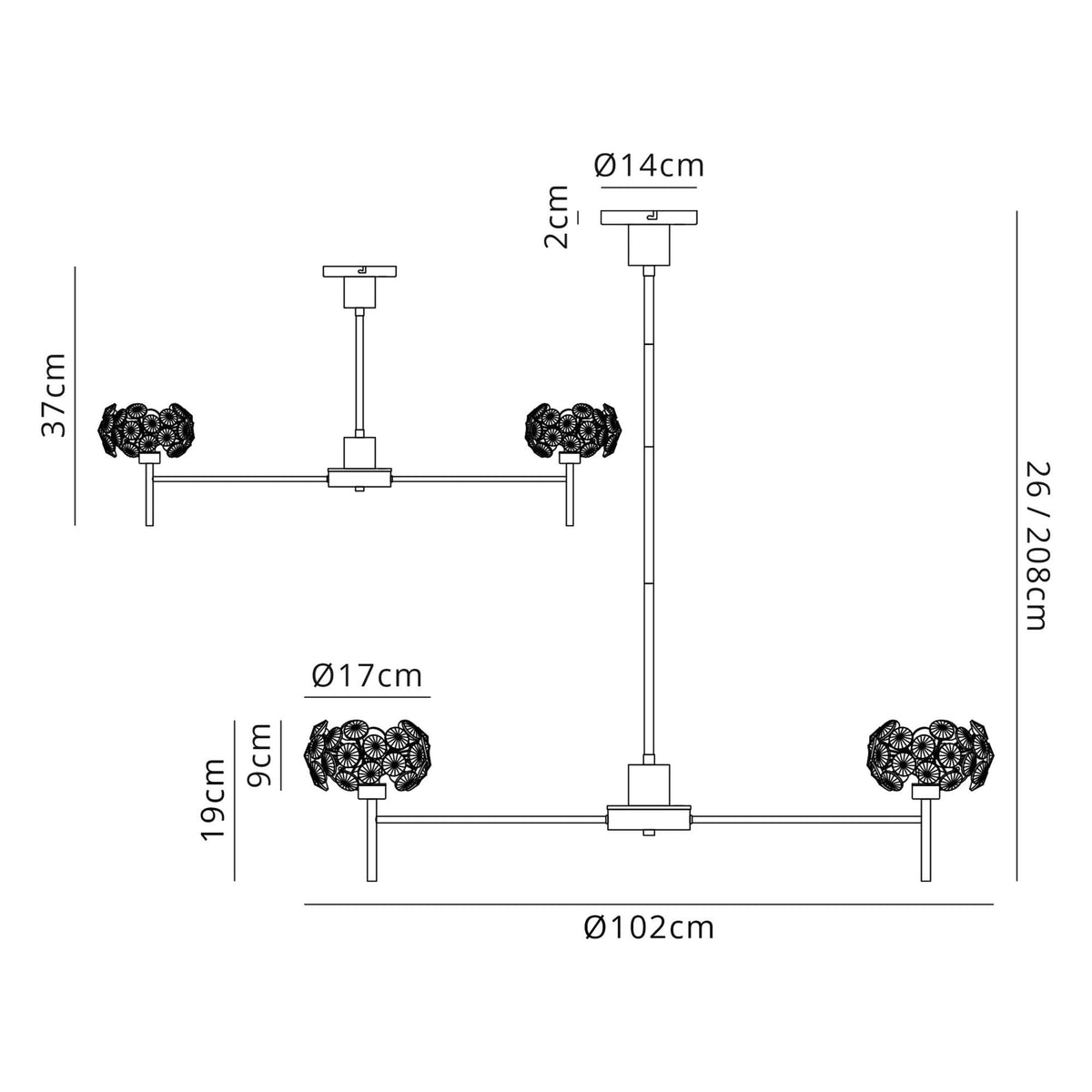 Bridestowe 12 Light Telescopic in Polished Chrome & Clear Crystal