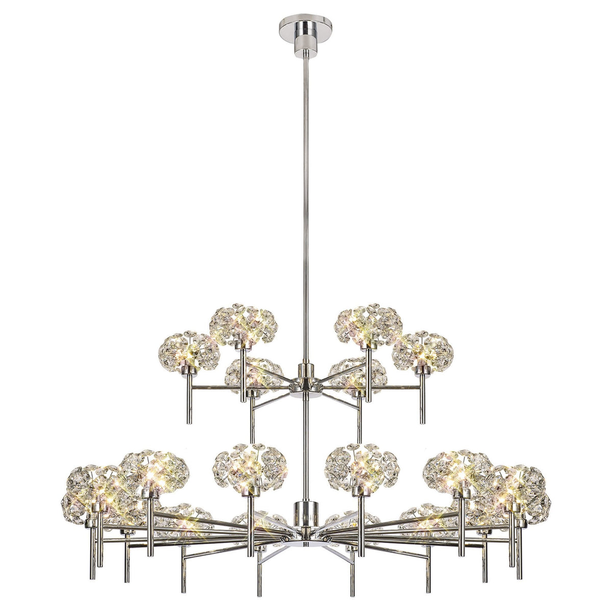 Bridestowe 20 Light Telescopic in Polished Chrome & Clear Crystal