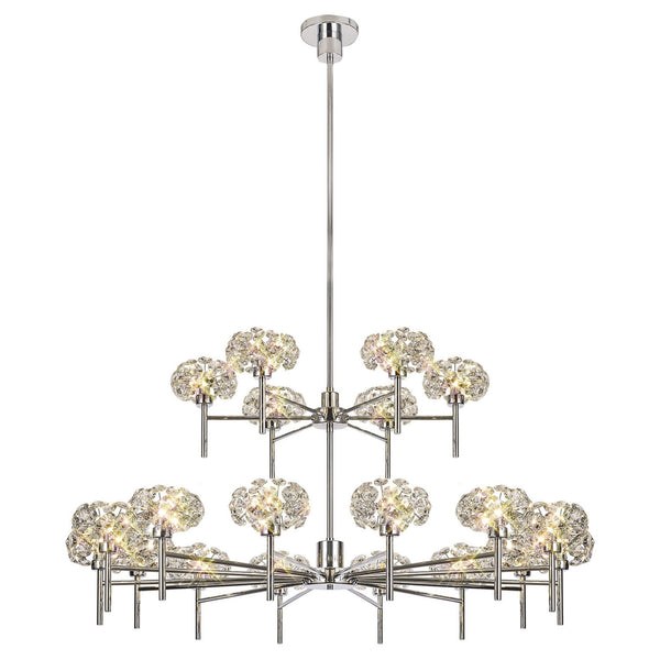 Bridestowe 20 Light Telescopic in Polished Chrome & Clear Crystal