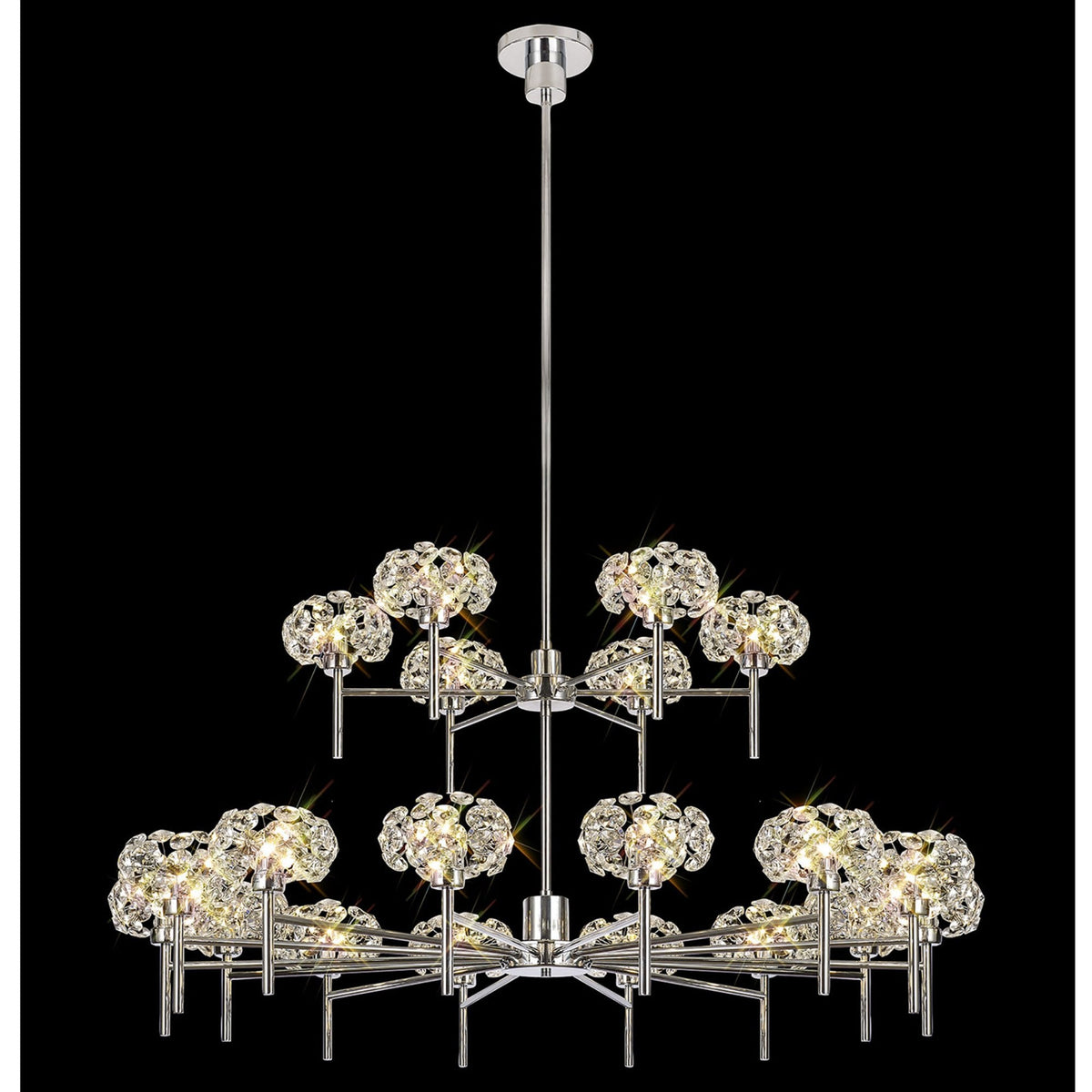 Bridestowe 20 Light Telescopic in Polished Chrome & Clear Crystal