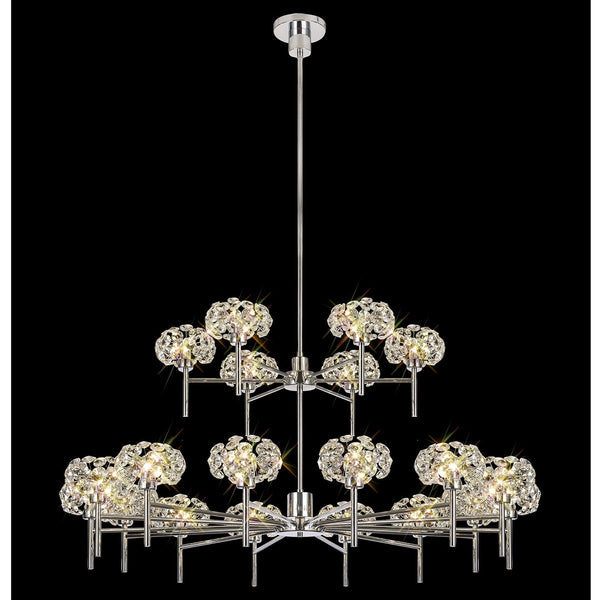 Bridestowe 20 Light Telescopic in Polished Chrome & Clear Crystal