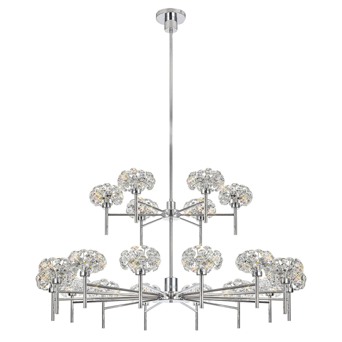 Bridestowe 20 Light Telescopic in Polished Chrome & Clear Crystal