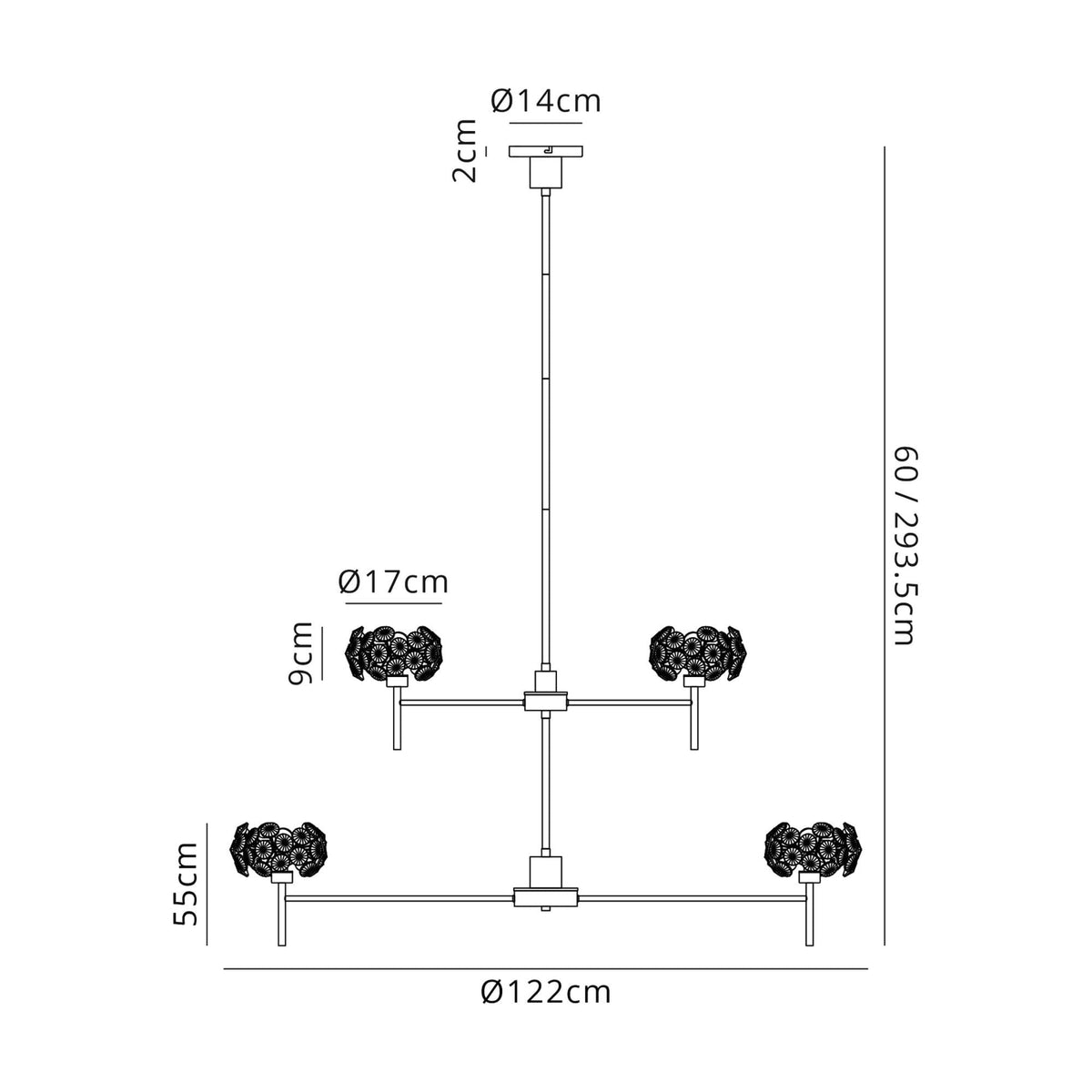 Bridestowe 20 Light Telescopic in Polished Chrome & Clear Crystal