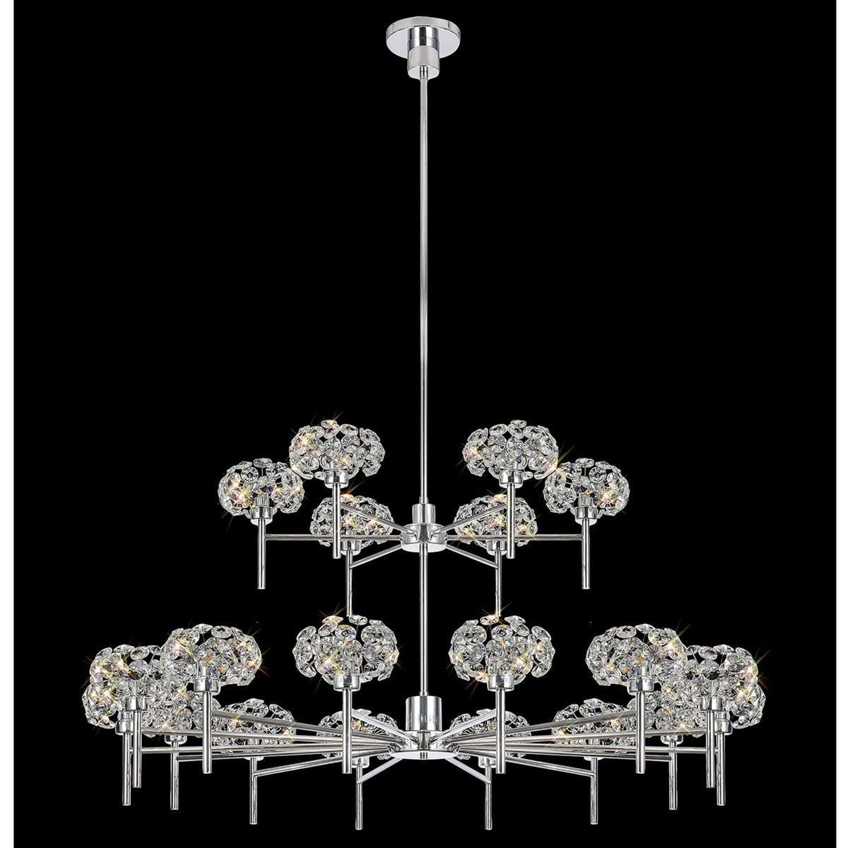 Bridestowe 20 Light Telescopic in Polished Chrome & Clear Crystal