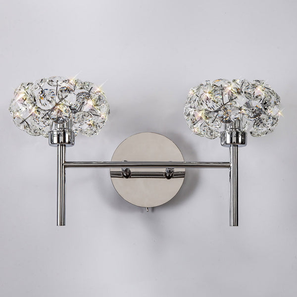 Bridestowe Twin Wall Light in Polished Chrome & Clear Crystal