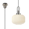 Atherington Pumpkin Pendant in Polished Nickel & Opal Shade