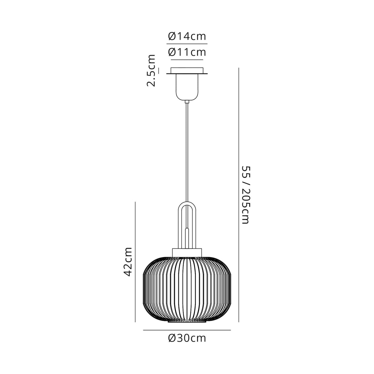 Atherington Pumpkin Pendant in Polished Nickel & Opal Shade