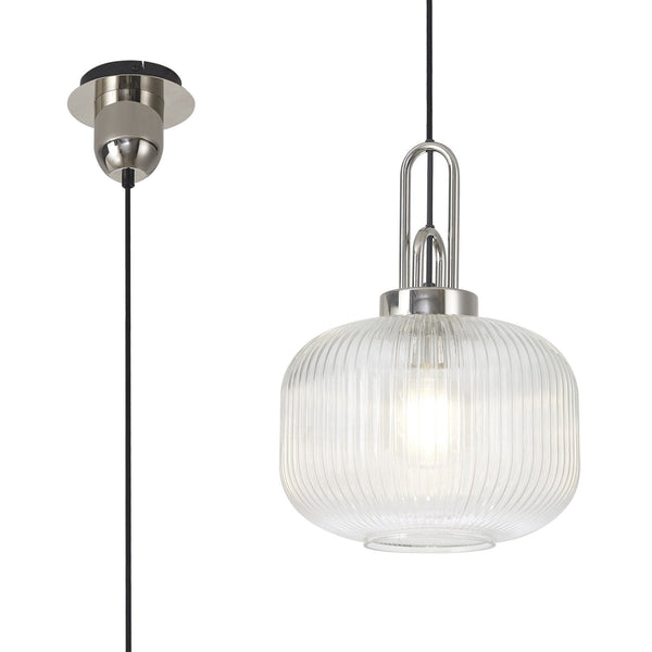Atherington Pumpkin Pendant in Polished Nickel & Clear Shade