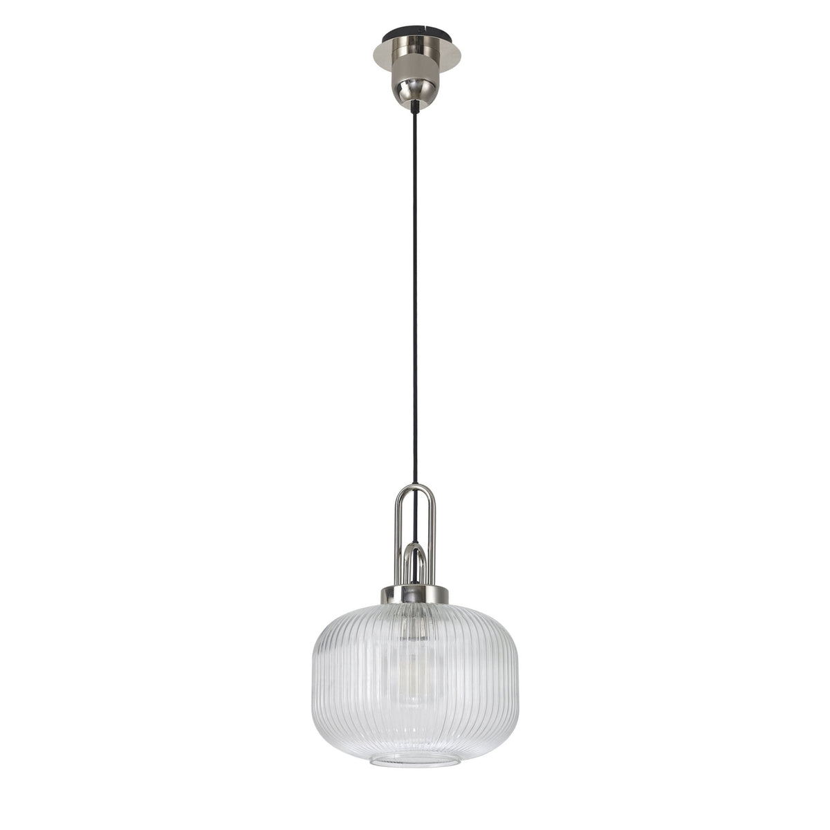 Atherington Pumpkin Pendant in Polished Nickel & Clear Shade