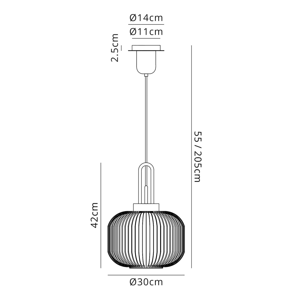 Atherington Pumpkin Pendant in Polished Nickel & Clear Shade