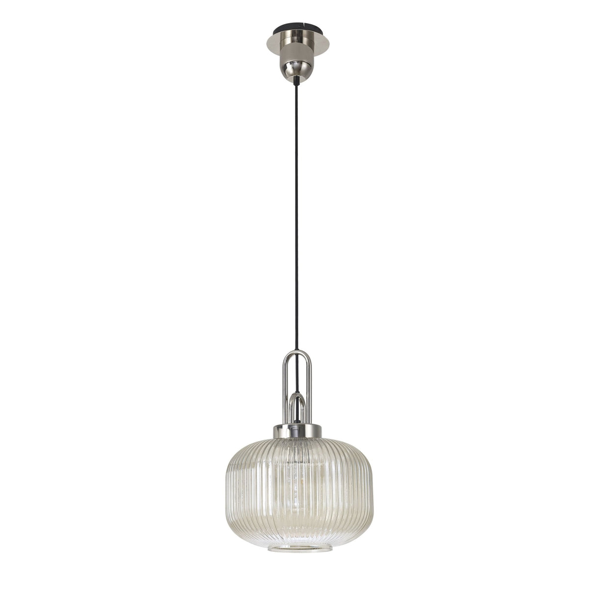 Atherington Pumpkin Pendant in Polished Nickel & Champagne Shade