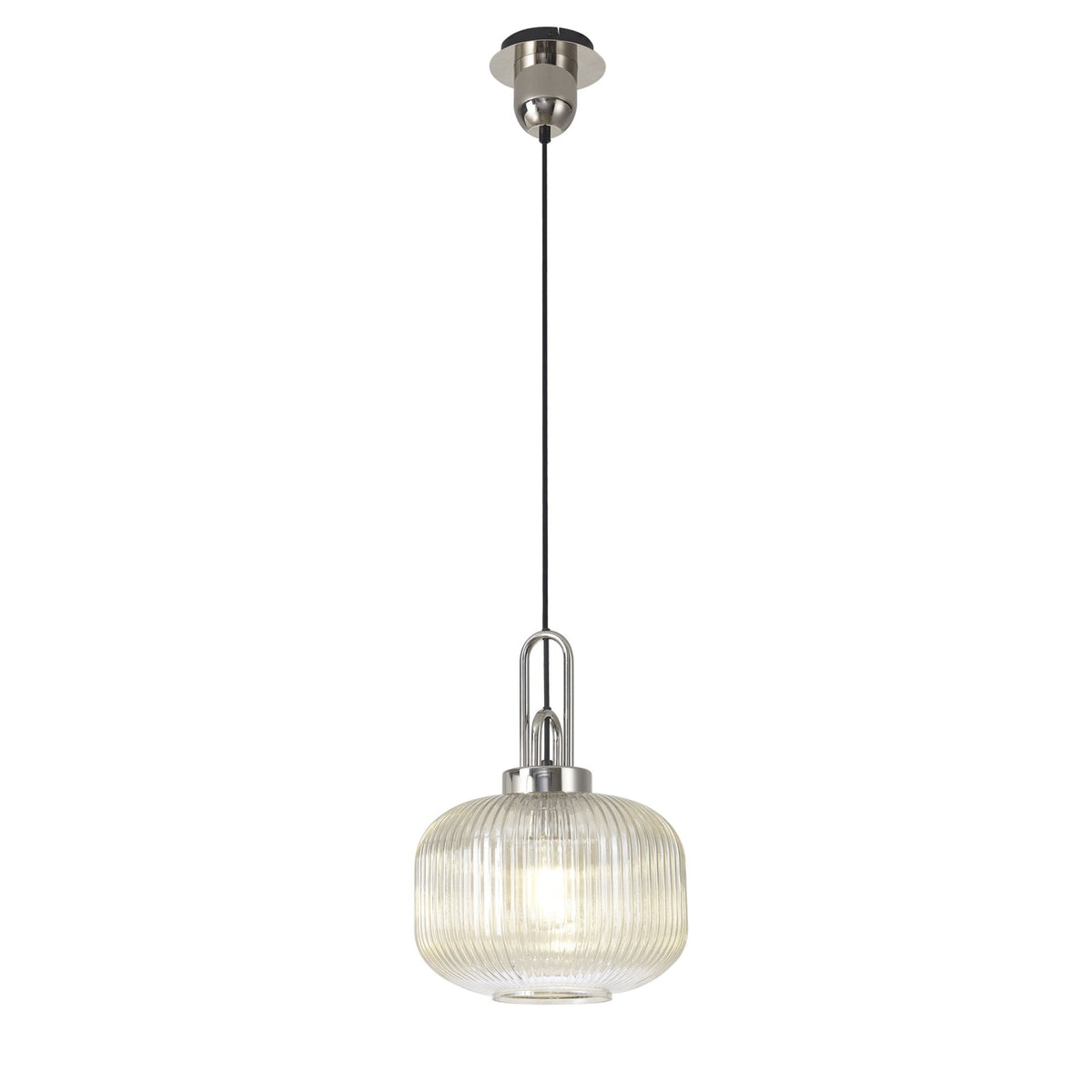 Atherington Pumpkin Pendant in Polished Nickel & Champagne Shade