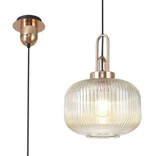 Atherington Pumpkin Pendant in Copper & Champagne Shade