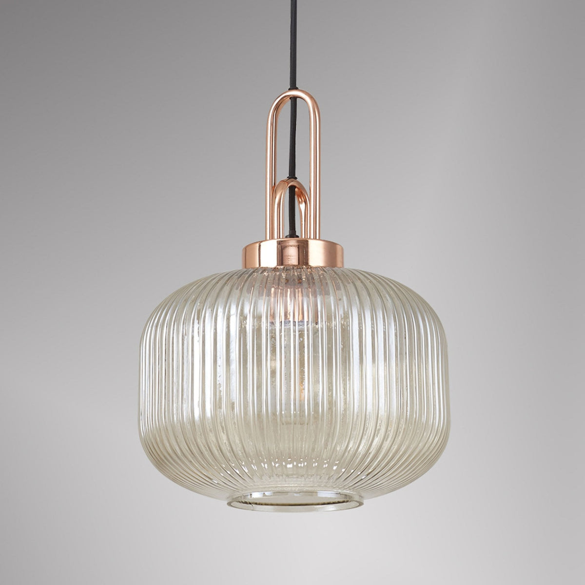 Atherington Pumpkin Pendant in Copper & Champagne Shade