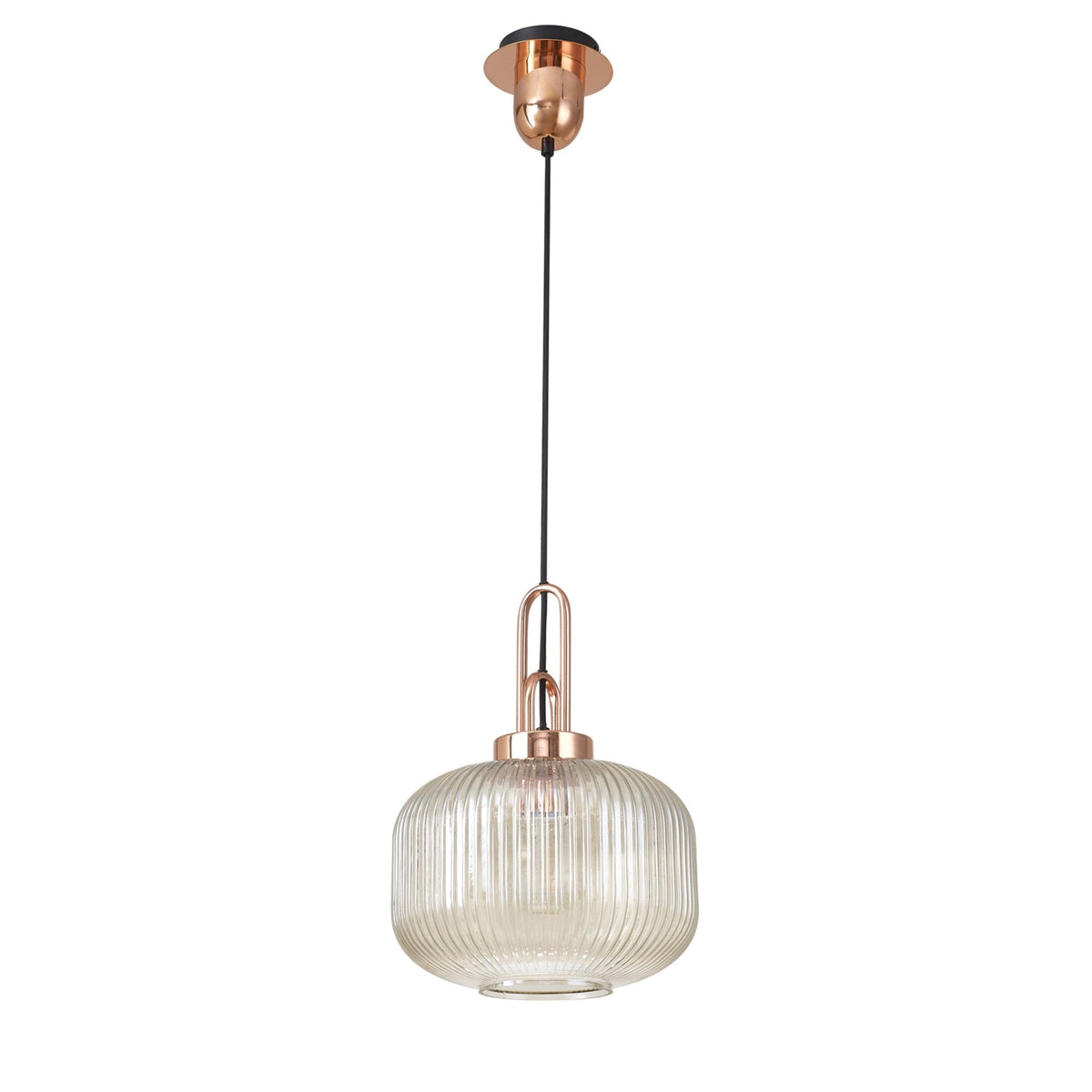 Atherington Pumpkin Pendant in Copper & Champagne Shade
