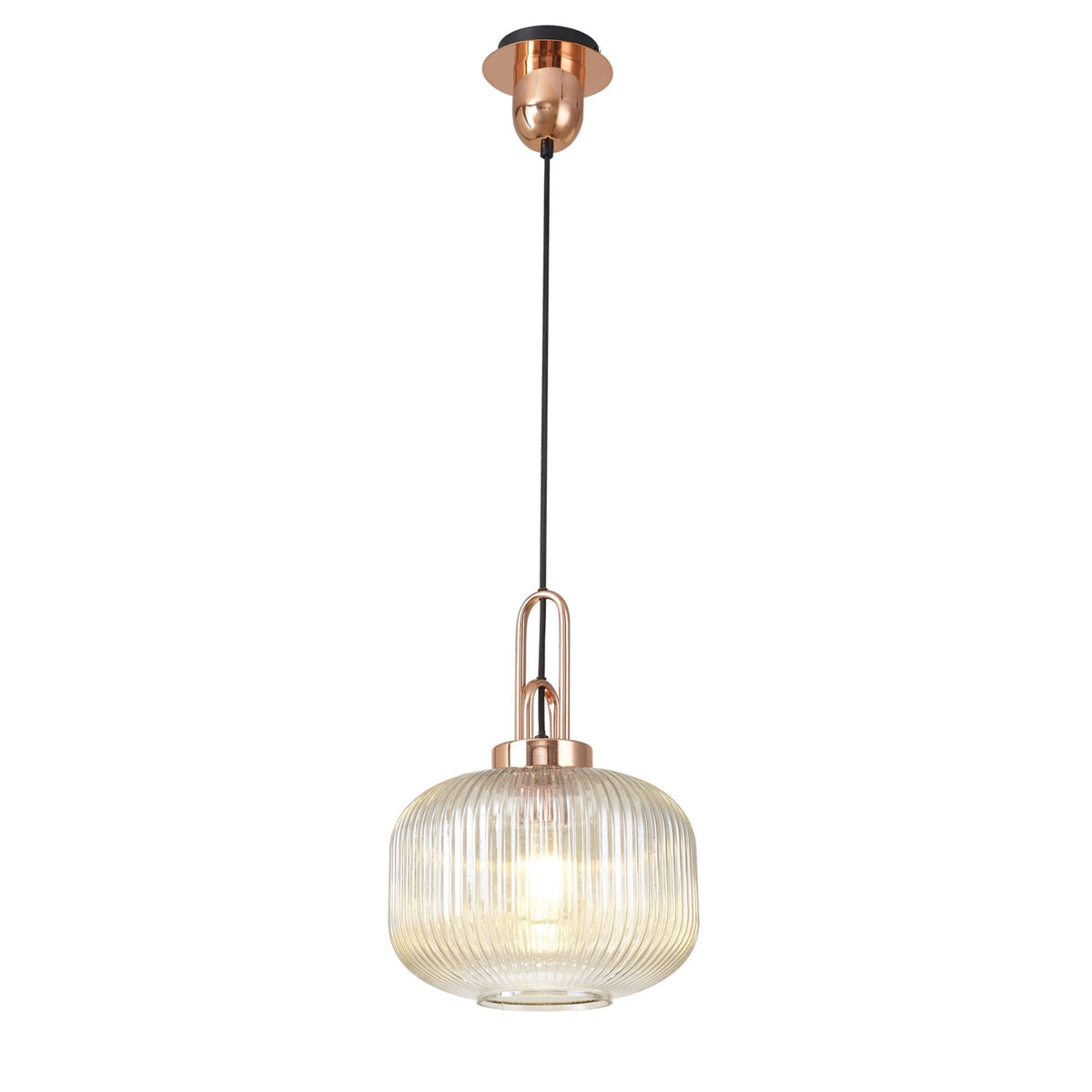 Atherington Pumpkin Pendant in Copper & Champagne Shade