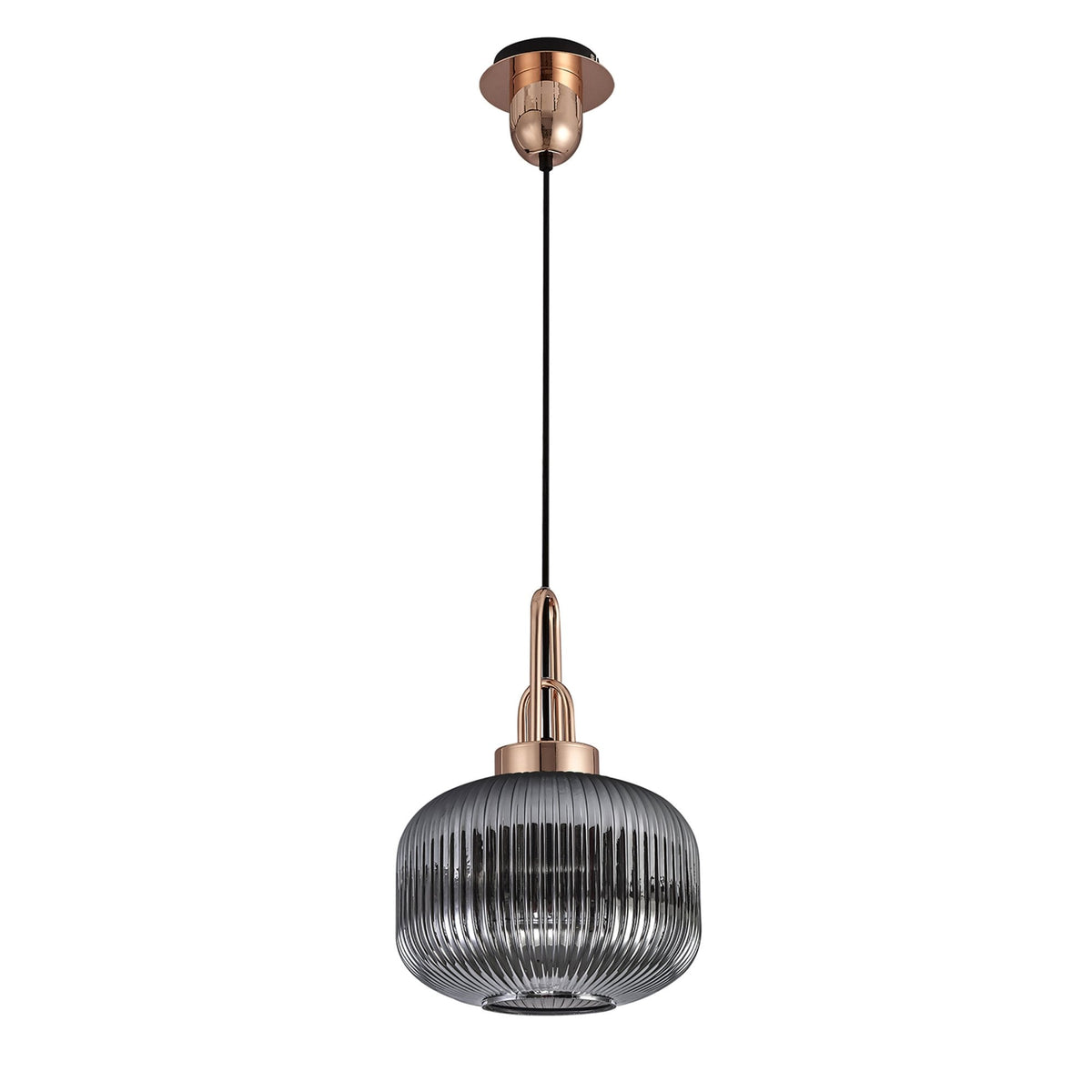 Atherington Pumpkin Pendant in Copper & Smoked Shade