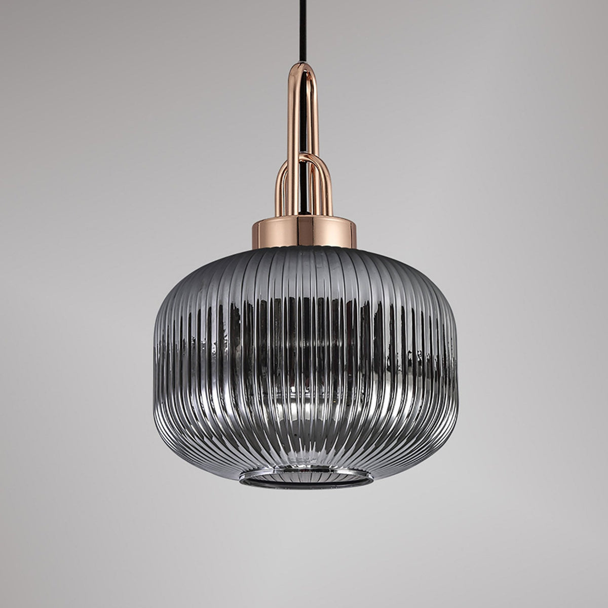 Atherington Pumpkin Pendant in Copper & Smoked Shade