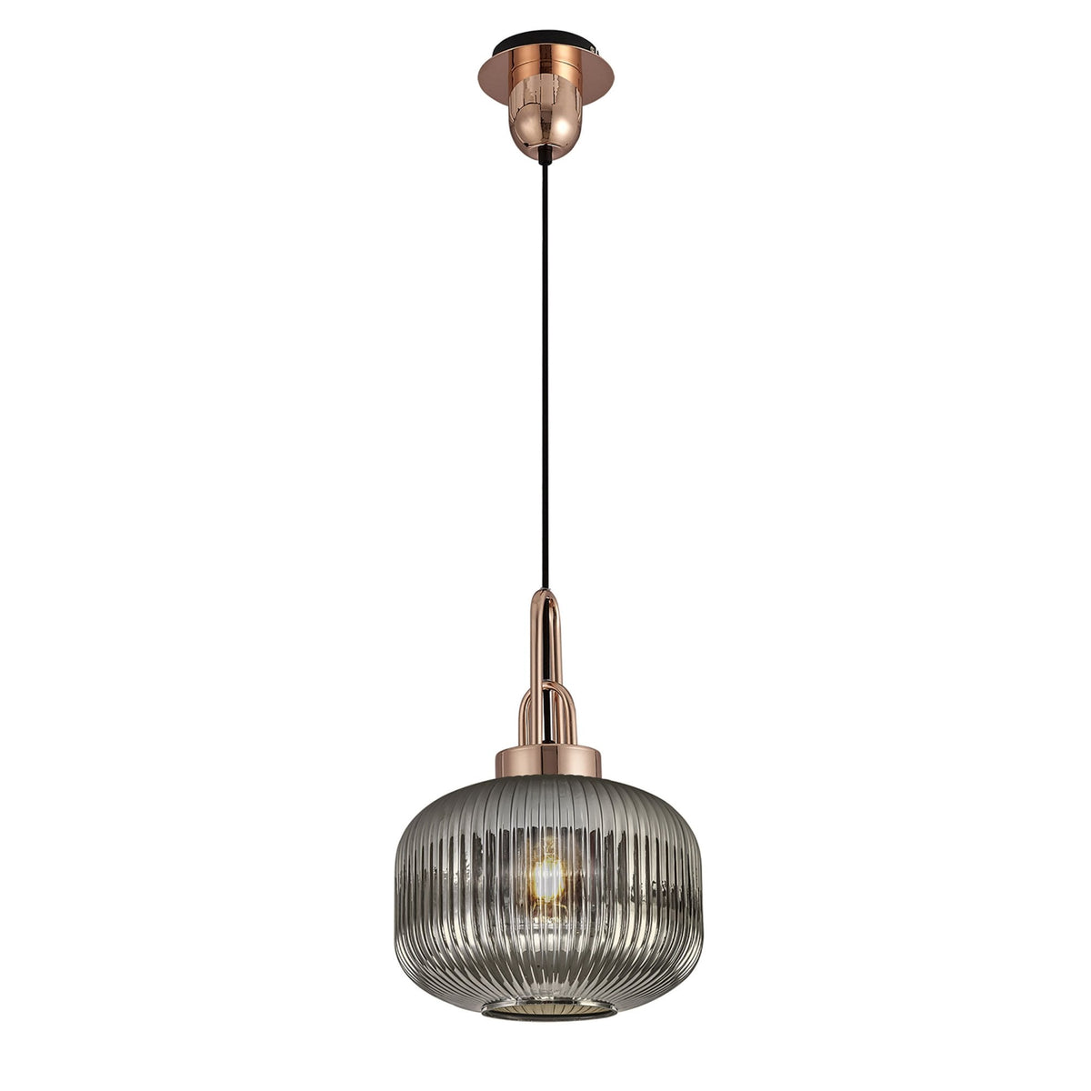 Atherington Pumpkin Pendant in Copper & Smoked Shade