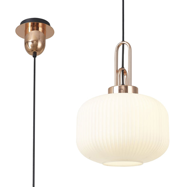 Atherington Pumpkin Pendant in Copper & Opal Shade