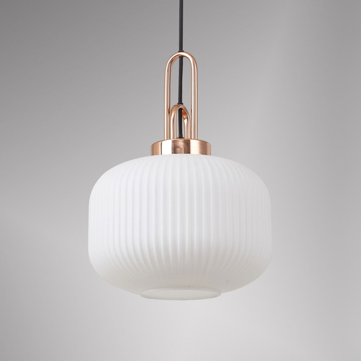 Atherington Pumpkin Pendant in Copper & Opal Shade