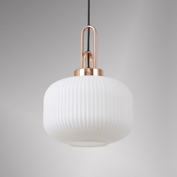Atherington Pumpkin Pendant in Copper & Opal Shade