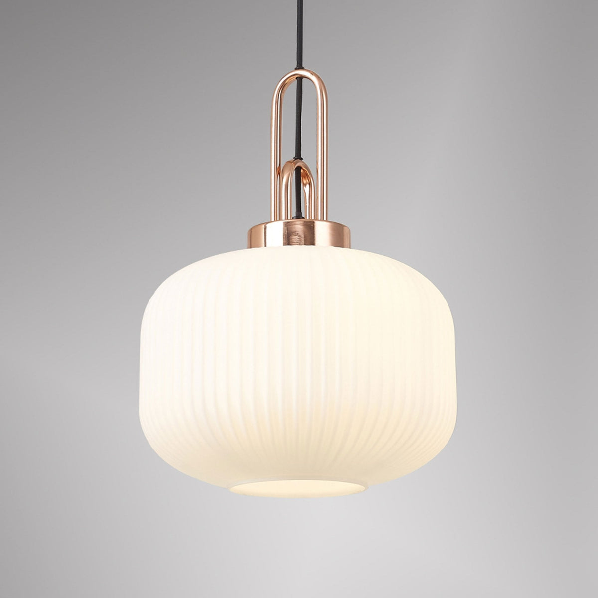 Atherington Pumpkin Pendant in Copper & Opal Shade