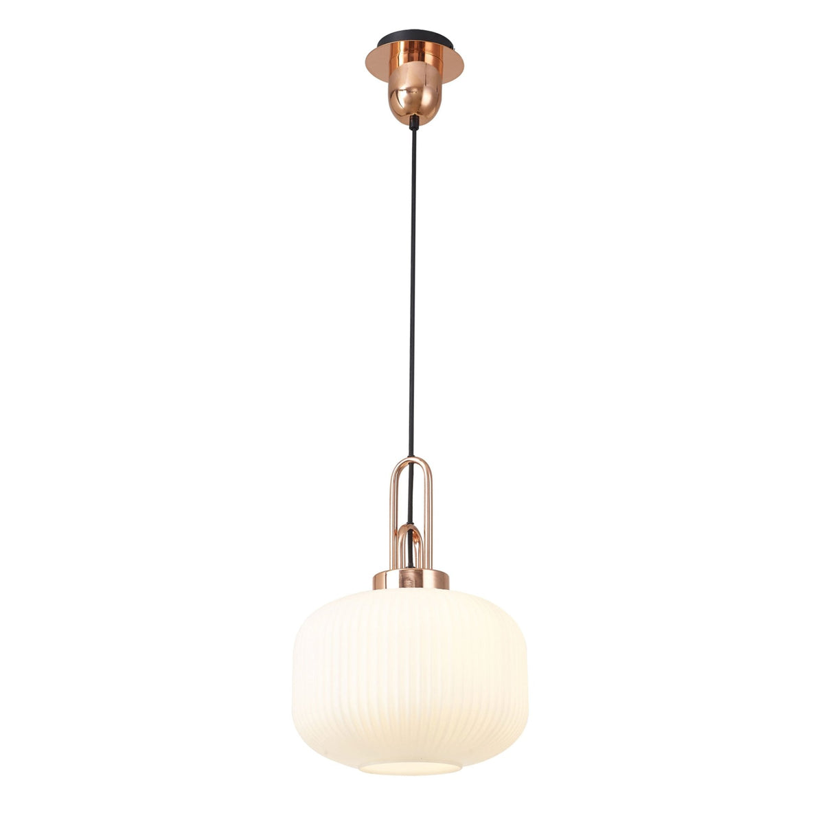 Atherington Pumpkin Pendant in Copper & Opal Shade